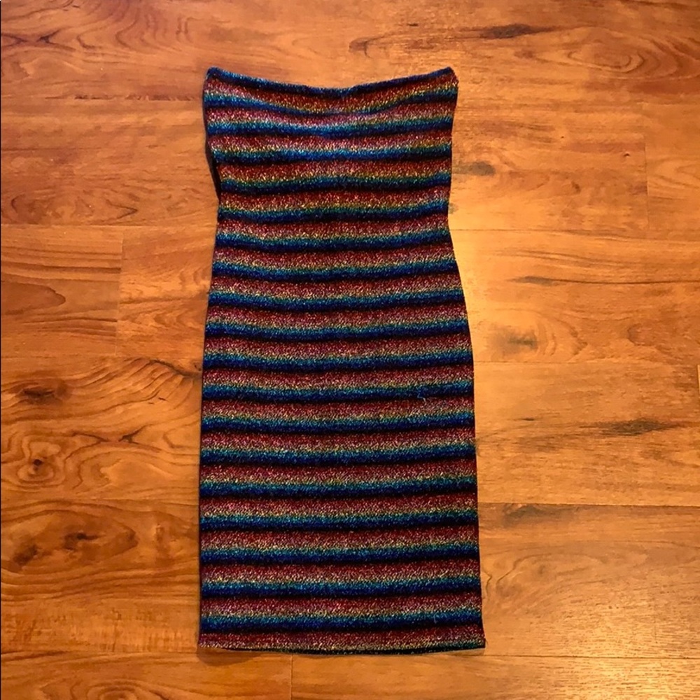 Striped metallic tube dress